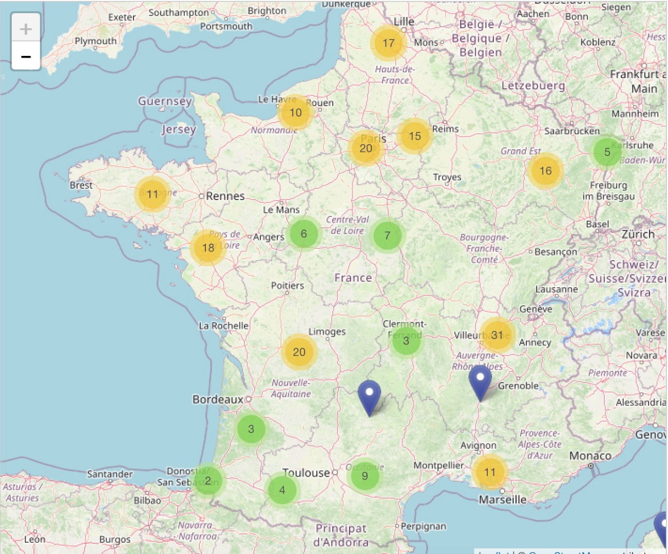 Dans la rubrique FORMATIONS de ce site, retrouvez la carte interactive de tous les établissements...